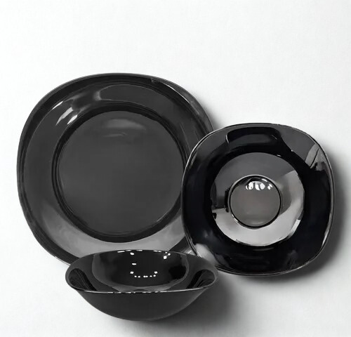 SET VAJILLA OPAL CUADRADA NEGRA 12pcs - Imagen 2