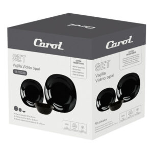 SET VAJILLA OPAL CUADRADA NEGRA 12pcs