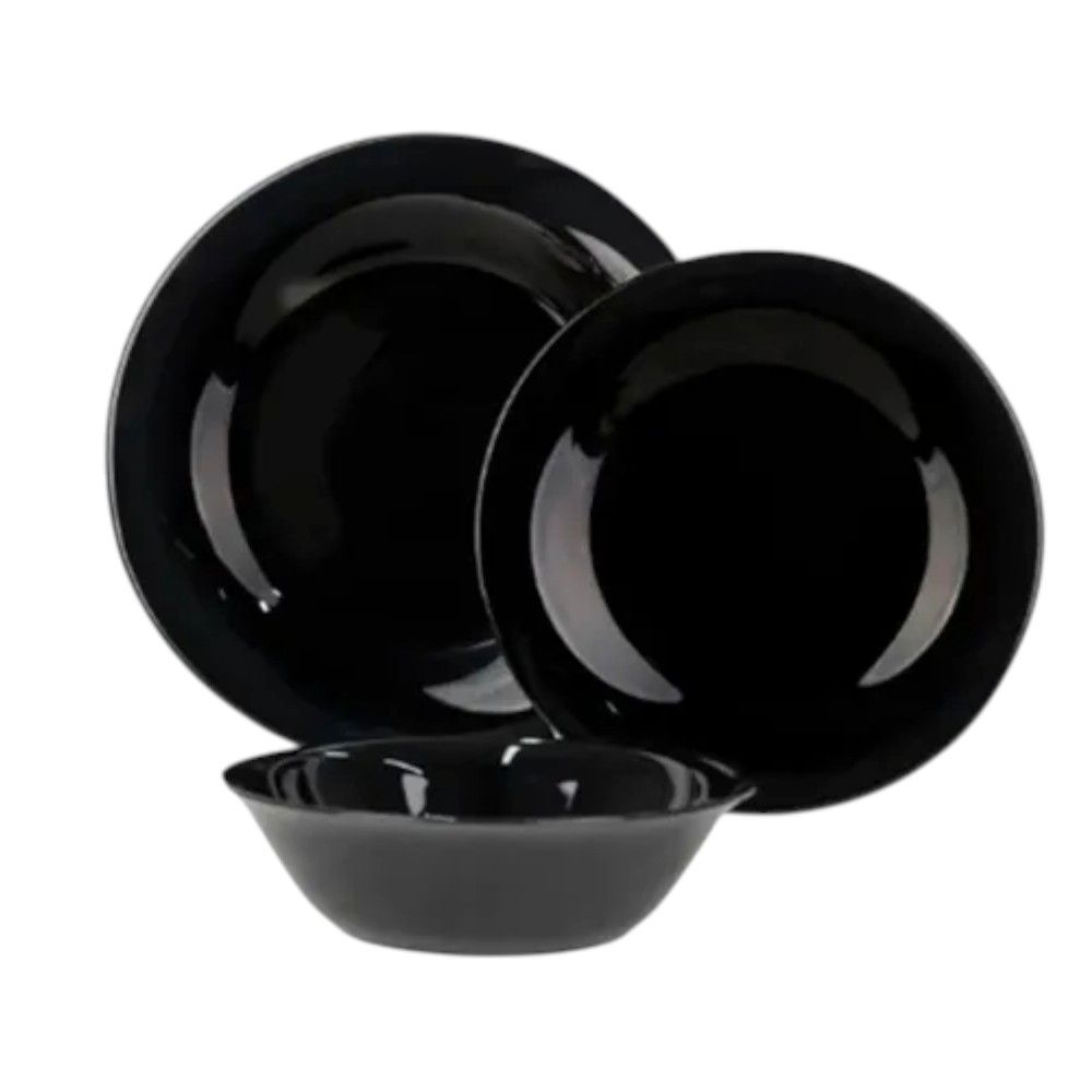 SET DE VAJILLA OPAL REDONDA NEGRA 12pcs - Imagen 2
