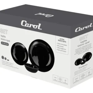 SET DE VAJILLA OPAL REDONDA NEGRA 12pcs