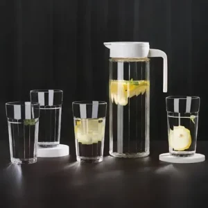 JARRA DE VIDRIO + 4 VASOS